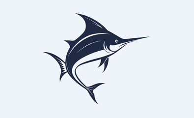 Obraz premium Marlin fish silhouette vector, marlin sea fish silhouette, marlin fish in different poses, sword fish, vector illustration. 