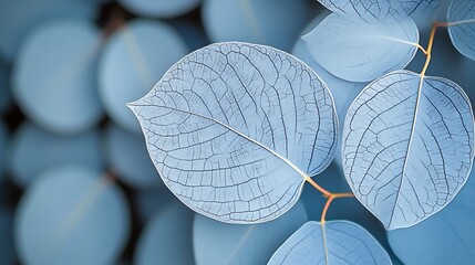 Delicate Blue Leaves Vein Structure Detail