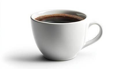 Fototapeta premium A cup of strong coffee has been brewed in a white porcelain cup