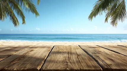 Relaxing beach scene with palm trees sunny coastline nature relaxation tropical paradise serene view