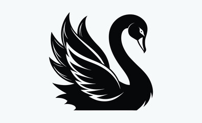 Black swan silhouette vector, black swan silhouette vector illustration  