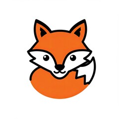 Naklejka premium Cute cartoon fox icon on white background for kids and branding