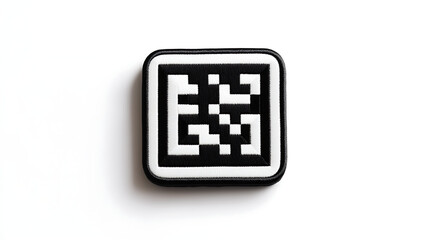 Minimalist Black and White QR Code Embroidered Patches mockup. AI image