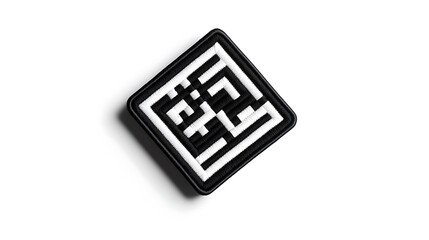 Minimalist Black and White QR Code Embroidered Patches mockup. AI image