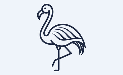 Flamingo line art vector, flamingo silhouette line art vector illustration with a white background 