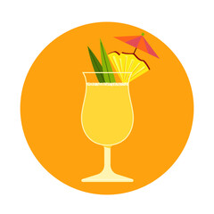 A vector illustration of a pina colada cocktail in a glass, in a minimalist decorative style