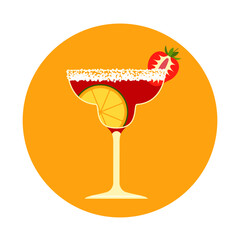 A vector illustration of a margarita cocktail in a glass, in a minimalist decorative style