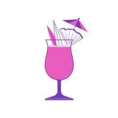 A vector illustration of a pina colada cocktail in a glass, in a minimalist decorative style