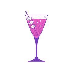 A vector illustration of a martini cocktail in a glass, in a minimalist decorative style