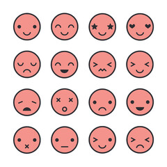 A collection of cartoon faces with different expressions