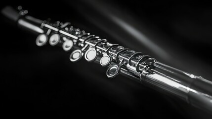 Fototapeta premium A Detailed Close Up Of A Metallic Musical Flute
