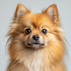 Obraz premium Adorable Pomeranian Dog Portrait: Cute, Fluffy and Playful Pet with Happy Expression Indoors