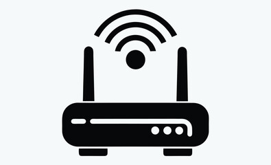 Wi-Fi router silhouette vector, router silhouette vector design 