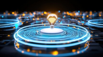 Fototapeta premium Innovative light bulb concept illuminates technology digital environment graphic design futuristic viewpoint