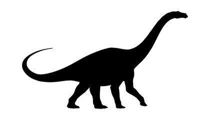 Brachiosaurus silhouette vector flat illustration design on white background.
