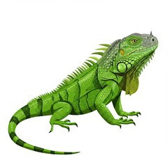 Obraz premium Detailed green iguana illustration: wildlife art with spines and textures