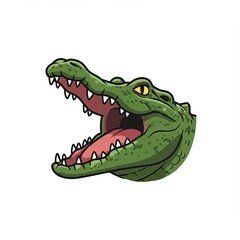 Obraz premium Illustration of a fierce open-mouthed crocodile head with detailed features and sharp teeth