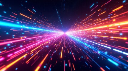 Naklejka premium A vibrant, high-energy futuristic data flow visualization depicting explosive motion