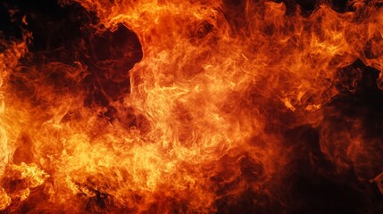 Obraz premium energetic fire flames of bright orange and deep red, high contrast generative ai