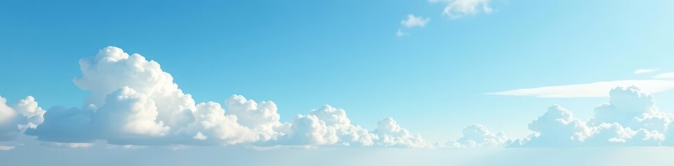 Fototapeta premium High, wispy cirrus clouds drift across a pale blue sky , tranquil, ethereal