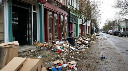 Cleanup efforts underway as volunteers work to clear debris from flood-affected street in early spring