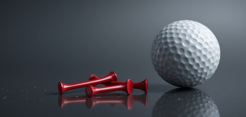 Elegant Still Life of Golf Ball and Tees on a Reflective Surface