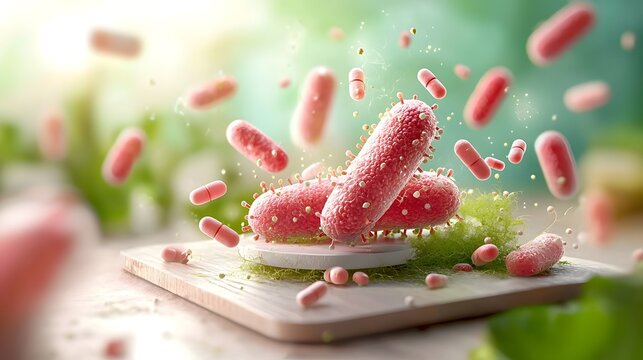 A sleek and simple showcasing the distinct shape and microscopic structure of the Salmonella Typhi bacteria the pathogen responsible for causing typhoid fever