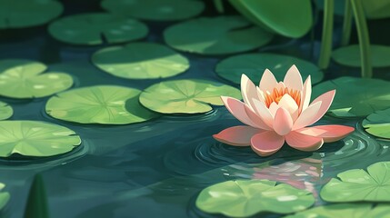 Peaceful lotus flower in a serene pond