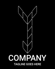 Outline Letter Y' Logo Minimalist vectors. This design is suitable for t-shirt, gamer, sports, construction, architecture, baseball, basketball, motorsport, sports car, motocross, etc. Uppercase logo.