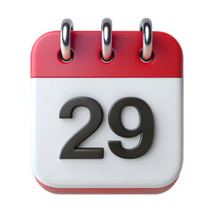 Date Specific: A close-up shot of a calendar shows the date, focusing on the number 29, in a clean, modern design.AI Generated