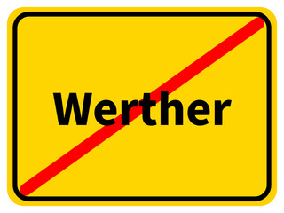 Illustration eines Stadtausgangsschildes von Werther, einer Gemeinde des Kreises Gütersloh