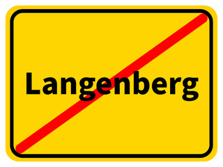 Illustration eines Stadtausgangsschildes von Langenberg, einer Gemeinde des Kreises Gütersloh