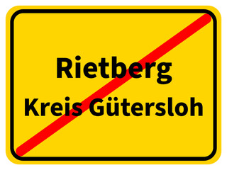 Illustration eines Stadtausgangsschildes von Rietberg, einer Gemeinde des Kreises Gütersloh