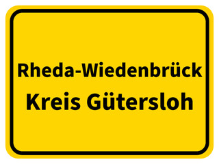 Illustration eines Stadteingangsschildes von Rheda-Wiedenbrück, einer Gemeinde des Kreises Gütersloh