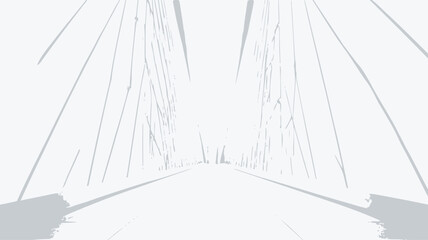 Obraz premium The image is a high-key, close-up shot of a white, geometric structure. The structure appears to be composed of numerous thin, straight lines converging towards a central vanishing point. The