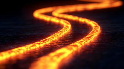Erupting lava flow a close-up of fiery volcano landscape and geological phenomenon