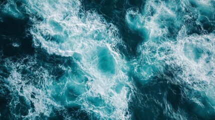 Fototapeta premium Ocean waves, turquoise and white textures, calm and relaxing design generative ai