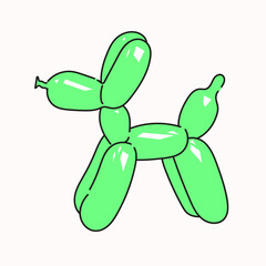 Vibrant green balloon dog. A Flat vector illustration perfect for celebrations, parties, and creative designs.