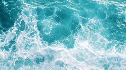 Fototapeta premium Ocean waves, turquoise and white textures, calm and relaxing design generative ai