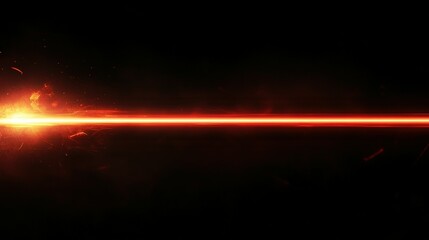 Obraz premium A bright and intense red light shining across darkness