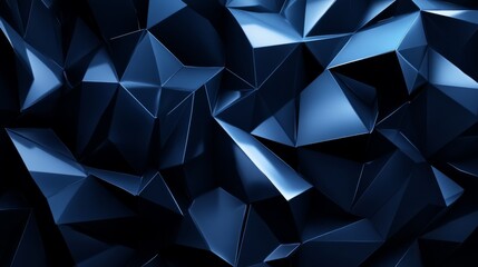 Fototapeta premium Polygonal abstract, sharp edges and 3D effect, futuristic dark blue tones generative ai