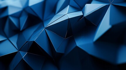 Obraz premium Polygonal abstract, sharp edges and 3D effect, futuristic dark blue tones generative ai