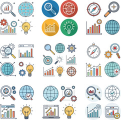  SEO & Marketing Icons Set – Editable Stroke Vector Illustration