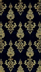 Luxurious Gold Damask Pattern on Dark Background