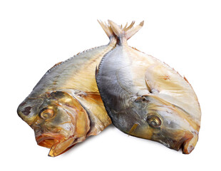 Dried moonfish isolated on white. Salty snack