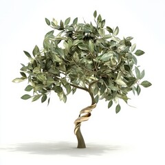 Tree with ribbon-shaped leaves isolated on white background