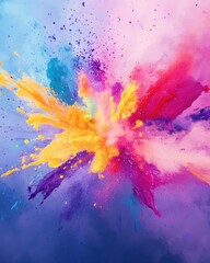 Stunning Holi Festival Greeting Card Showcasing a Burst of Colorful Splashes and Vibrant Patterns for Joyful Celebrations