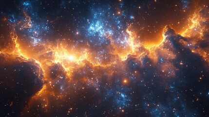 Fototapeta premium Expansive nebula displaying cosmic depth in a starry sky filled with twinkling stars and celestial wonder