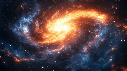 Fototapeta premium Captivating spiral galaxy with swirling cosmic stars and dynamic movement creating a glowing point of light