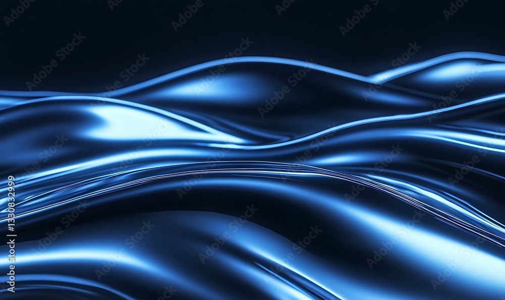 Leinwandbilder flowing blue waves create a serene and dynamic visual in a dark background.